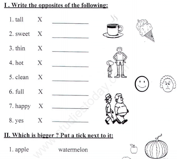 CBSE Class 1 English Vocabulary Assignment